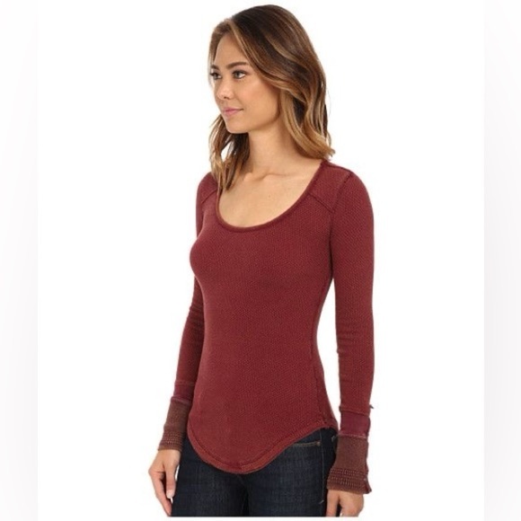 Free people We the Free Thermal waffle Cuff long sleeve shirt size Medium - Picture 1 of 6